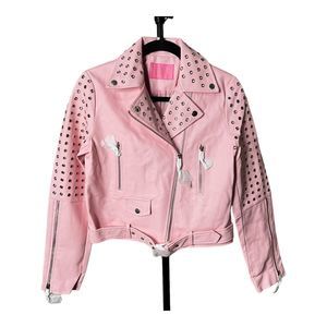 AZALEA WANG ROSALITA FAUX LEATHER MOTO CROPPED
